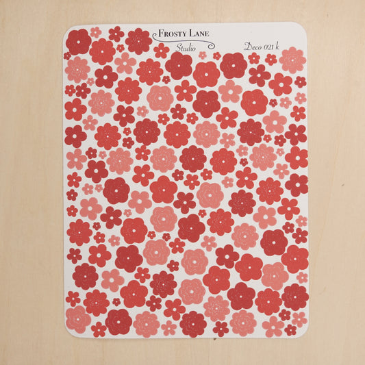 Deco021.k. Red Flower Outline Sticker Sheet
