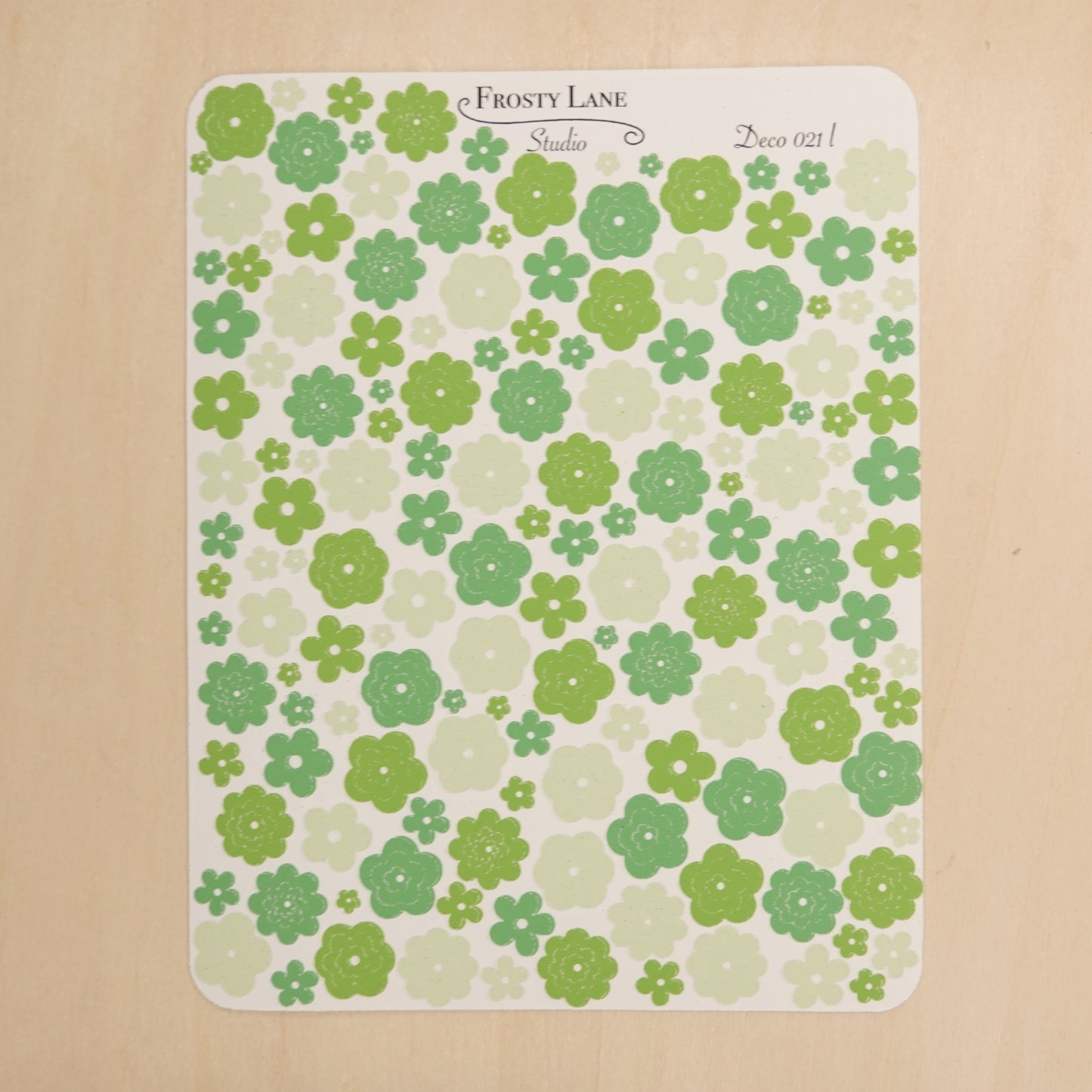 Deco021.l. Lime Green Flower Outline Sticker Sheet