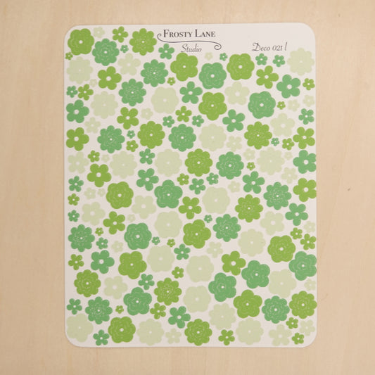 Deco021.l. Lime Green Flower Outline Sticker Sheet