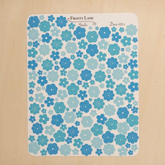 Deco021.e. Blue Flower Outline Sticker Sheet