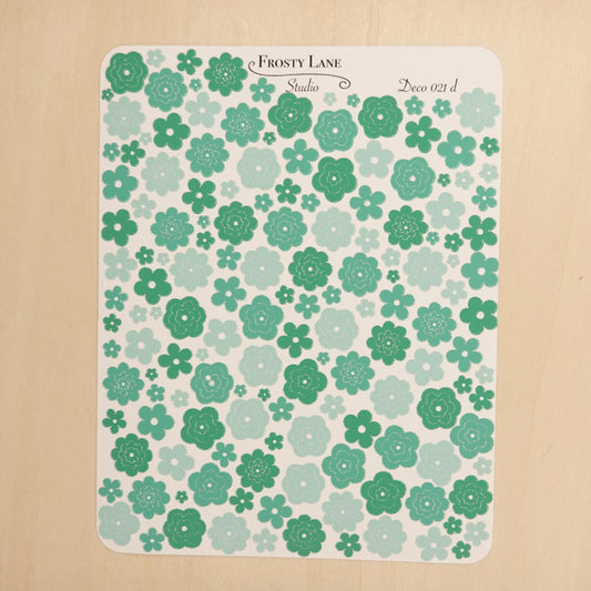 Deco021.d. Green Flower Outline Sticker Sheet