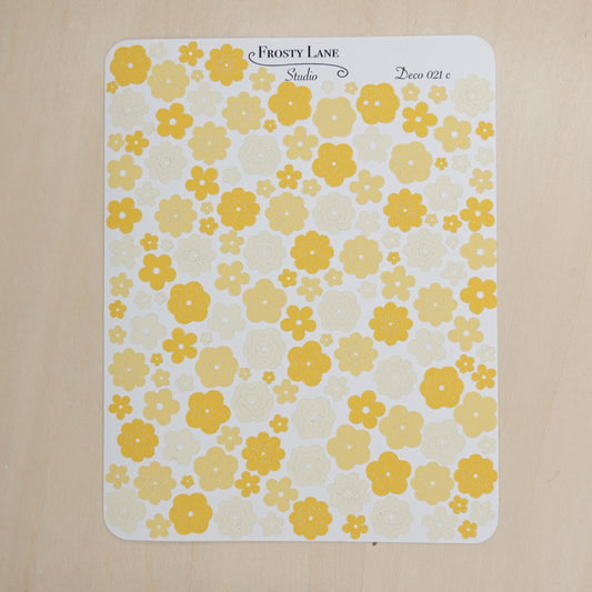 Deco021.c. Yellow Flower Outline Sticker Sheet