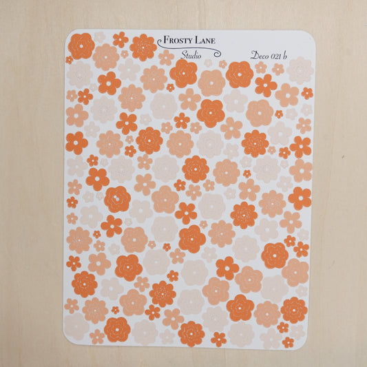 Deco021.b. Orange Flower Outline Sticker Sheet