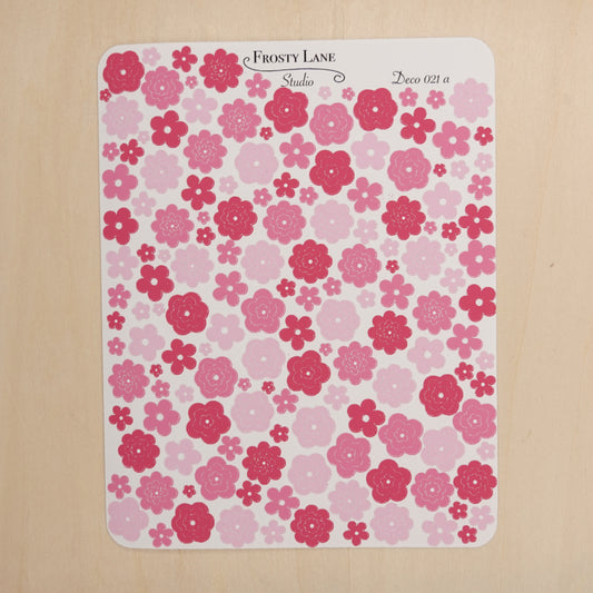 Deco021.a.Pink Flower Outline Sticker Sheet