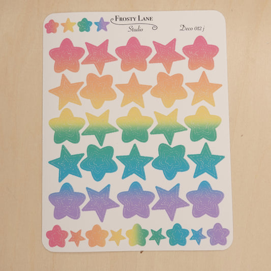 Deco012.j.Rainbow Star Outline Sticker Sheet