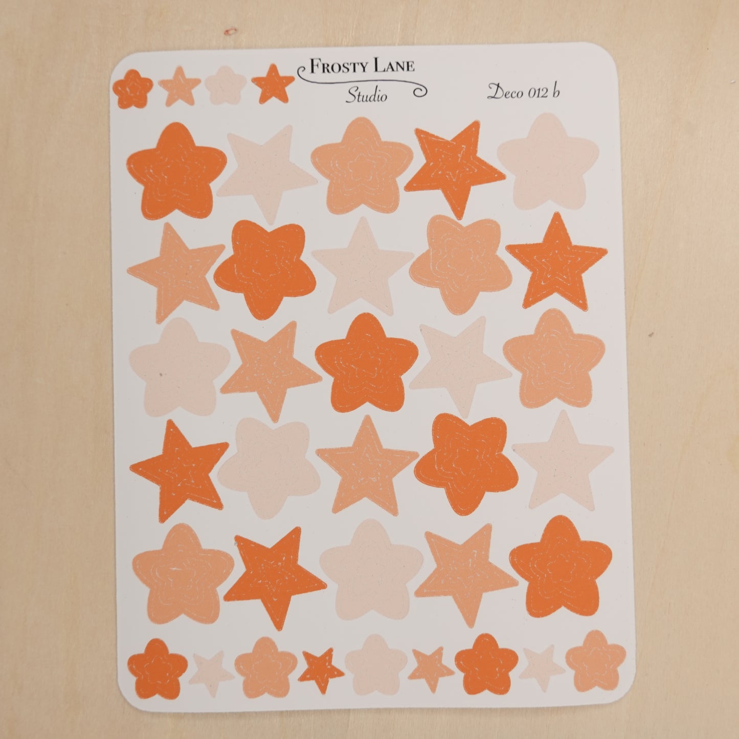 Deco012.b.Orange Star Outline Sticker Sheet