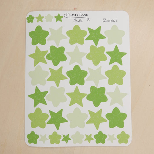 Deco012.l.Lime Green Star Outline Sticker Sheet