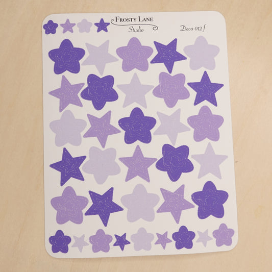 Deco012.f.Purple Star Outline Sticker Sheet