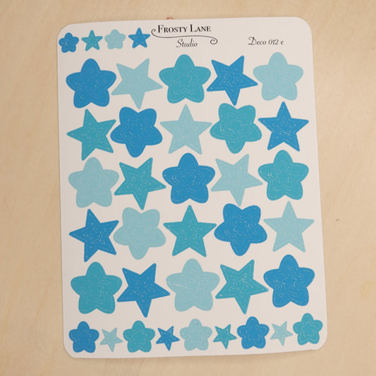 Deco012.e.Blue Star Outline Sticker Sheet