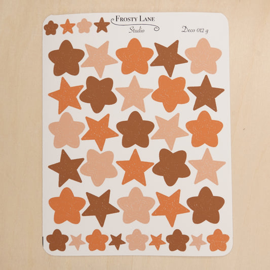 Deco012.g.Brown Star Outline Sticker Sheet