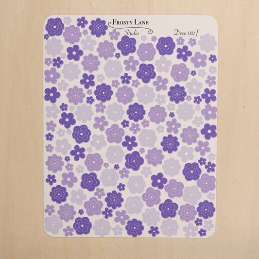 Deco021.f. Purple Flower Outline Sticker Sheet