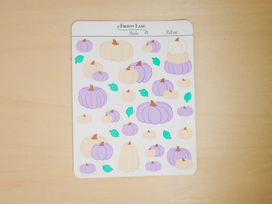 Fall011. Purple Pumpkin Sticker Sheet