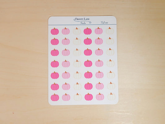 Fall010. Mini Pink Pumpkin Sticker Sheet