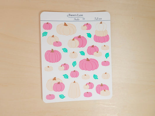 Fall009. Pink Pumpkin Sticker Sheet