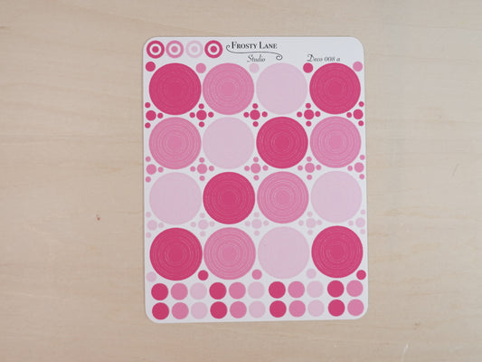 Deco008.a. Pink Circle Outline Sticker Sheet.