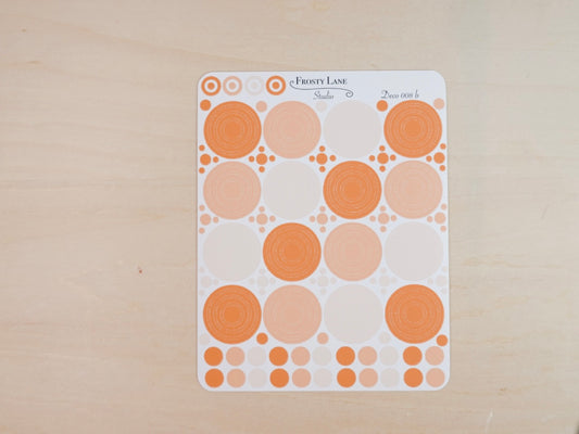 Deco008.b. Orange Circle Outline Sticker Sheet