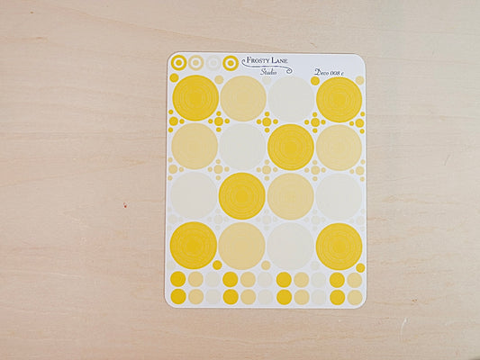 Deco008.c. Yellow Circle Outline Sticker Sheet