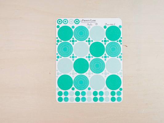 Deco008.d. Green Circle Outline Sticker Sheet