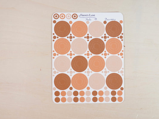 Deco008.g. Brown Circle Outline Sticker Sheet