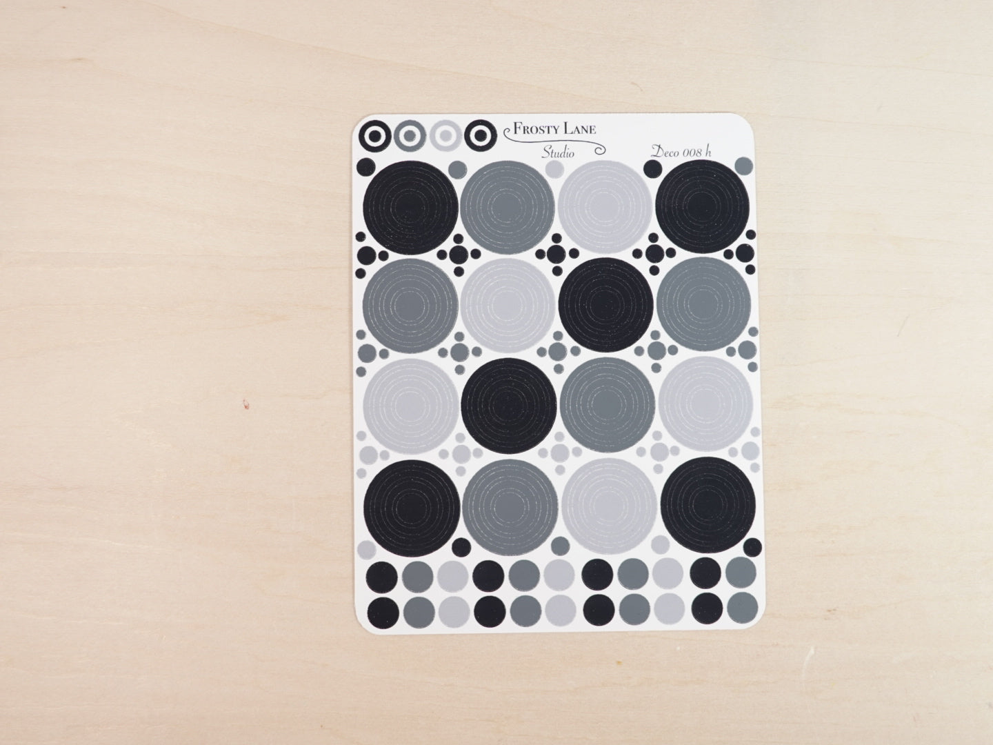 Deco008.h. Black and Grey Circle Outline Sticker Sheet