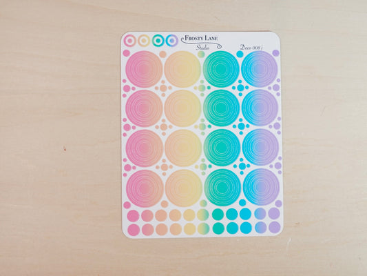Deco008.j. Rainbow Circle Outline Sticker Sheet
