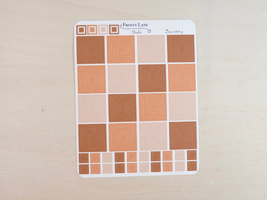 Deco009.g. Brown Square Outline Sticker Sheet
