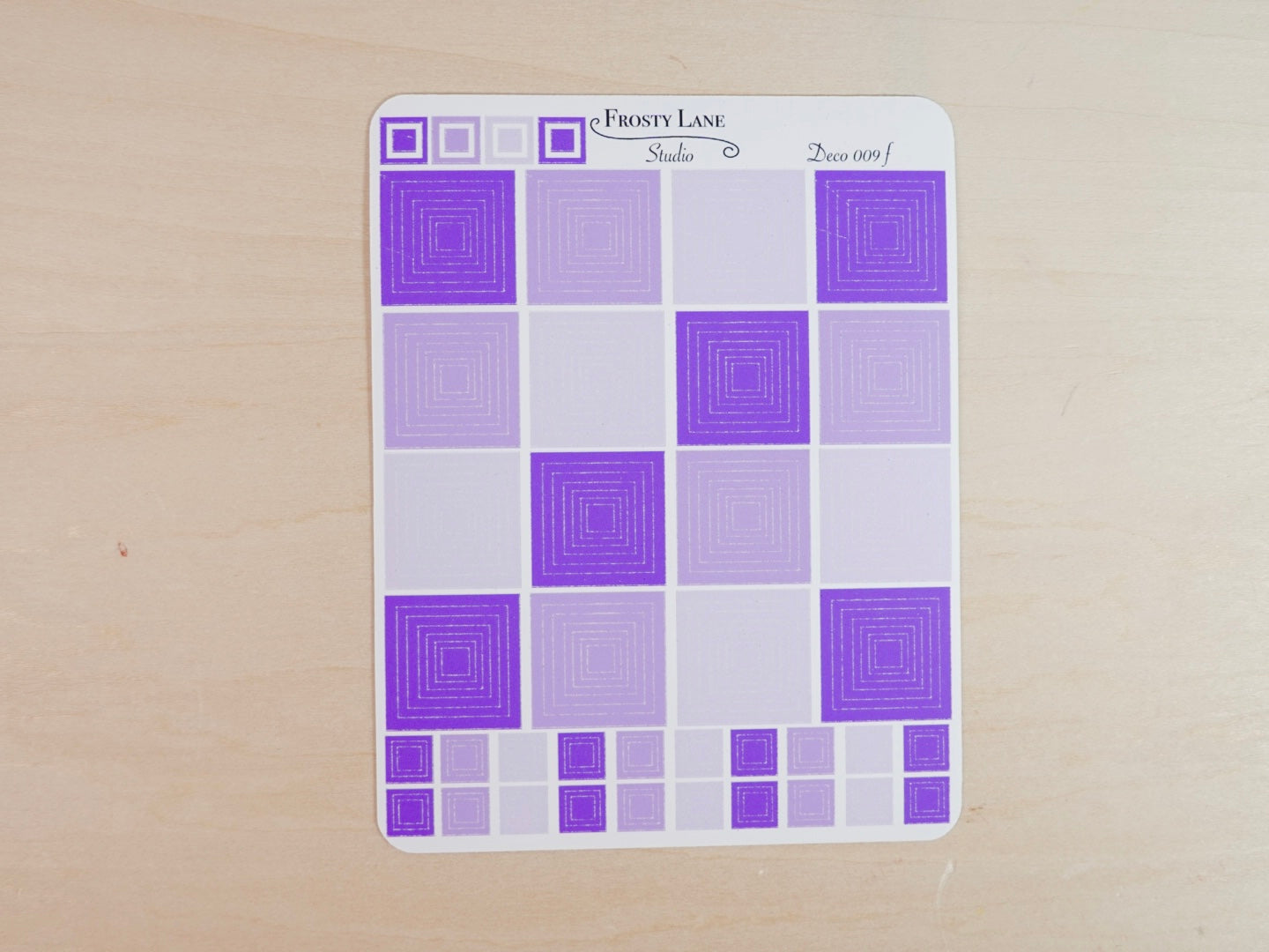 Deco009.f. Purple Square Outline Sticker Sheet