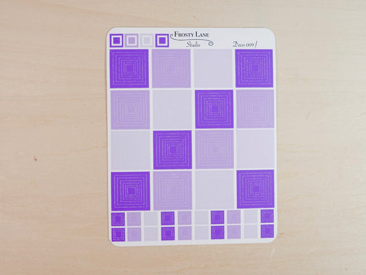 Deco009.f. Purple Square Outline Sticker Sheet