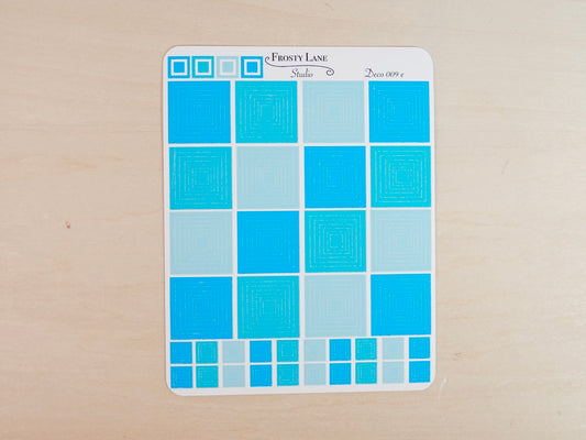Deco009.e. Blue Square Outline Sticker Sheet