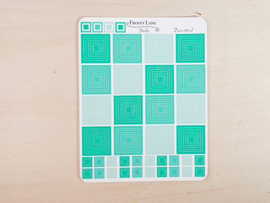 Deco009.d. Green Square Outline Sticker Sheet