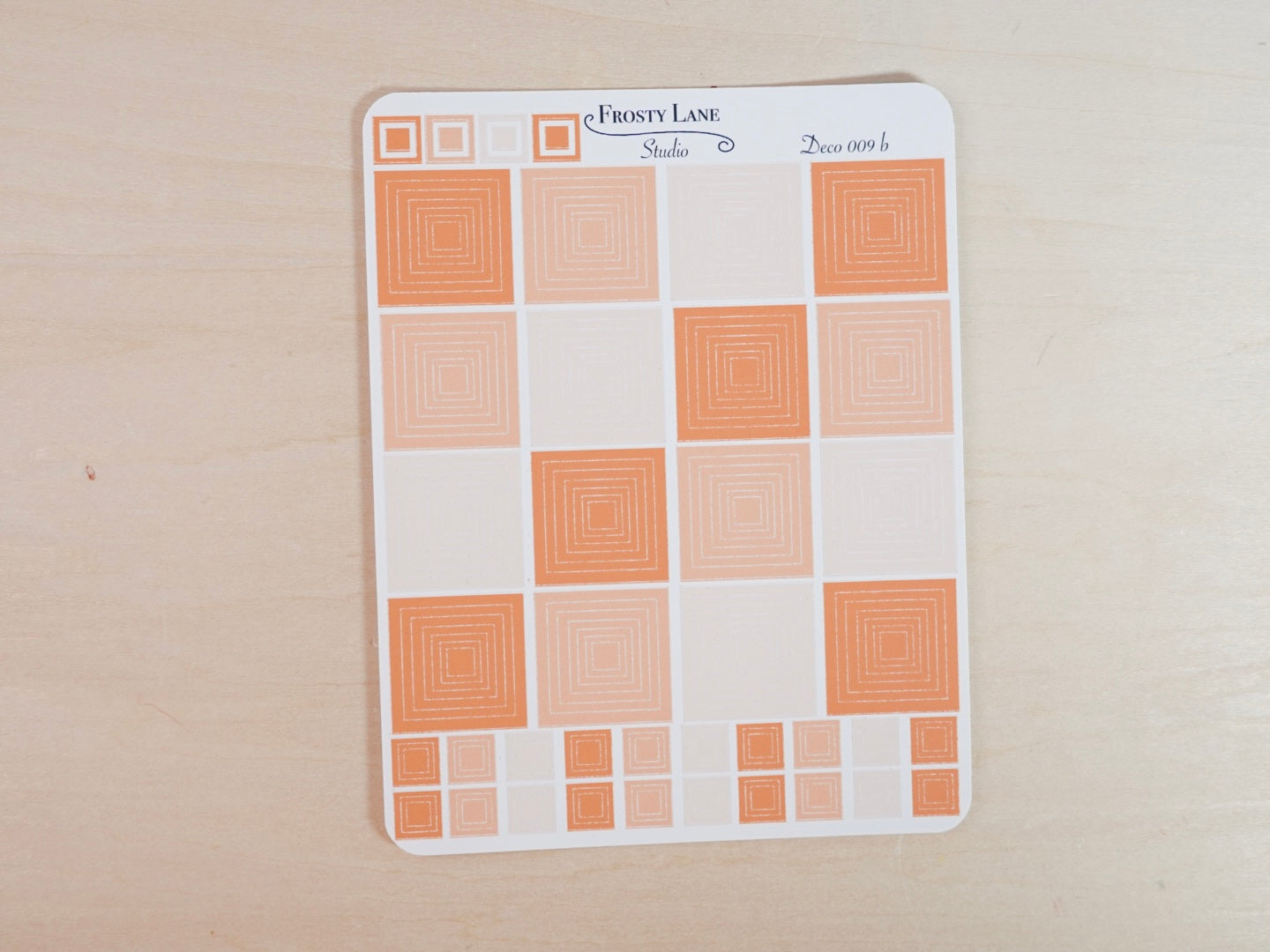 Deco009.b. Orange Square Outline Sticker Sheet