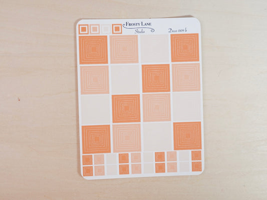 Deco009.b. Orange Square Outline Sticker Sheet