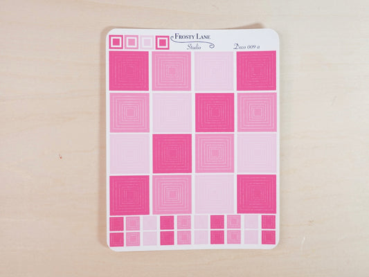 Deco009.a. Pink Square Outline Sticker Sheet