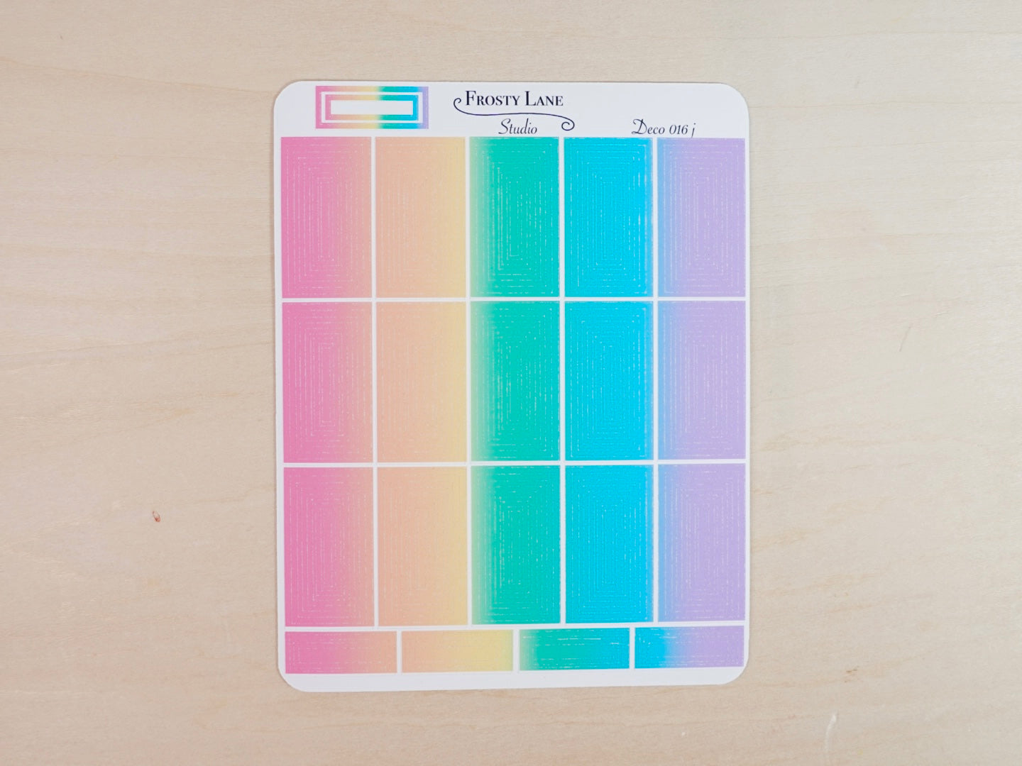 Deco016.j. Rainbow Rectangle Outline Sticker Sheet