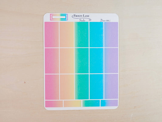 Deco016.j. Rainbow Rectangle Outline Sticker Sheet