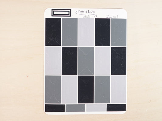 Deco016.h. Black and Grey Rectangle Outline Sticker Sheet