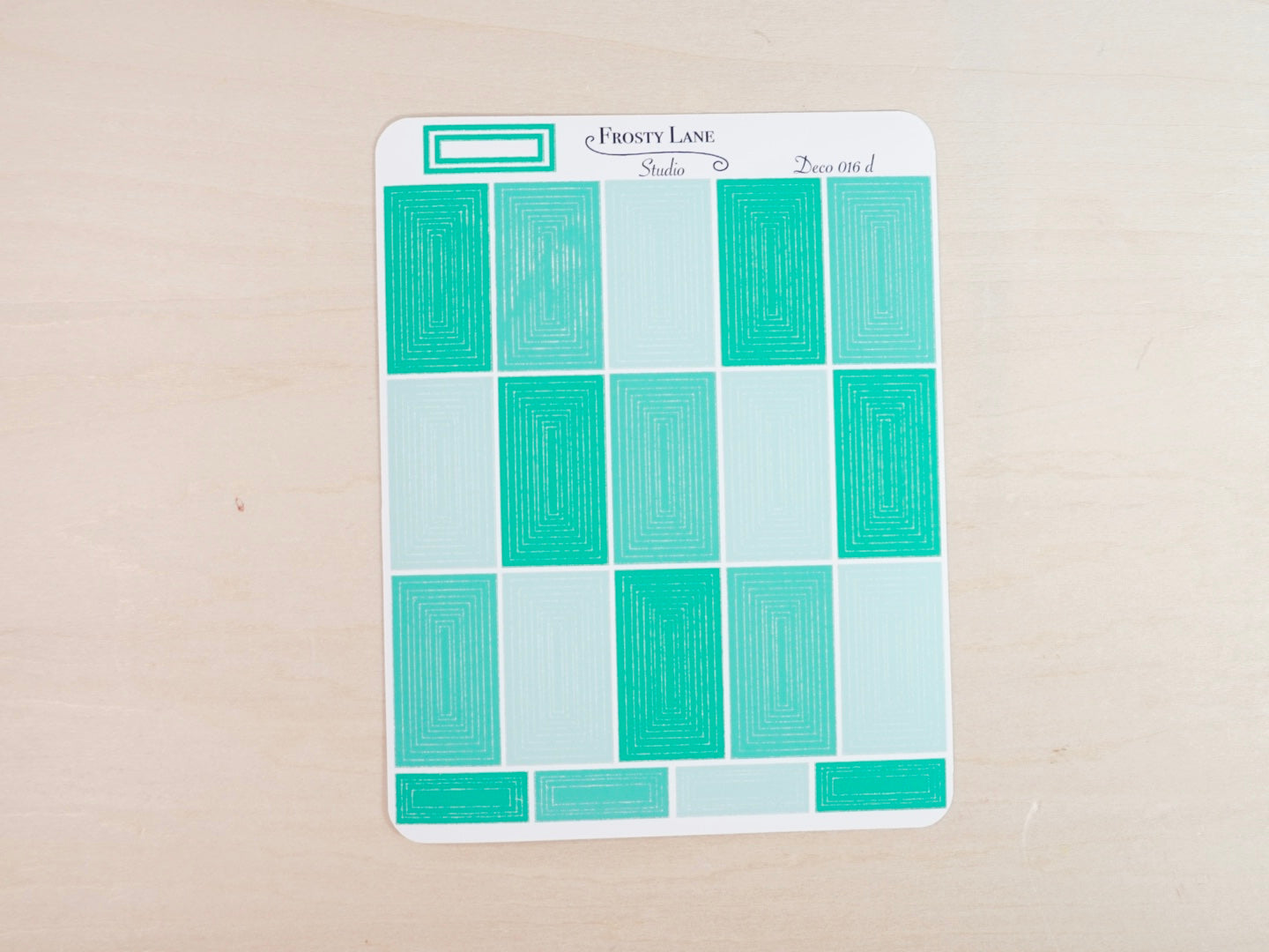 Deco016.d. Green Rectangle Outline Sticker Sheet