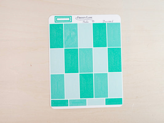 Deco016.d. Green Rectangle Outline Sticker Sheet