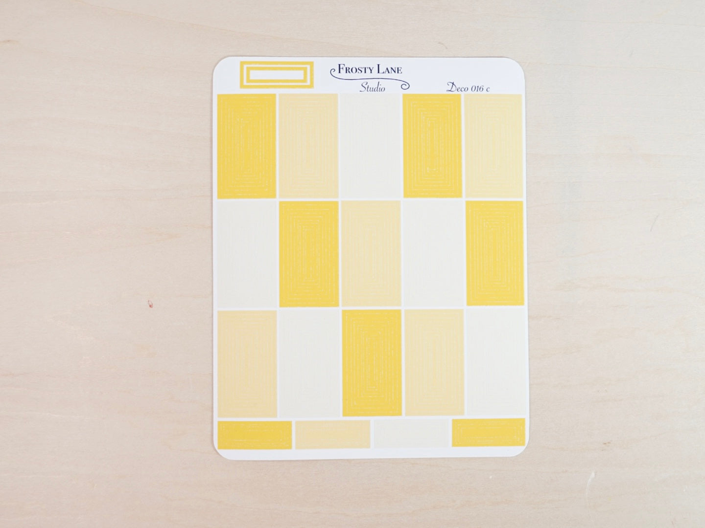Deco016.c. Yellow Rectangle Outline Sticker Sheet