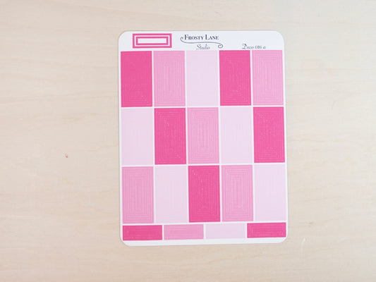 Deco016.a. Pink Rectangle Outline Sticker Sheet