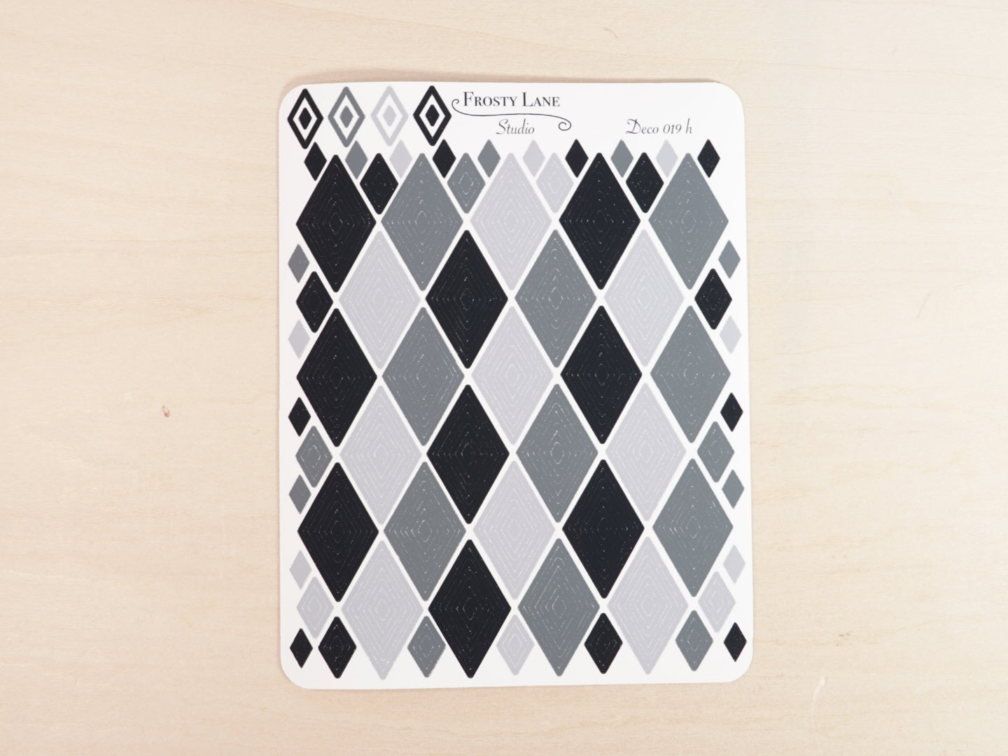 Deco019.h. Black Diamond Outline Sticker Sheet