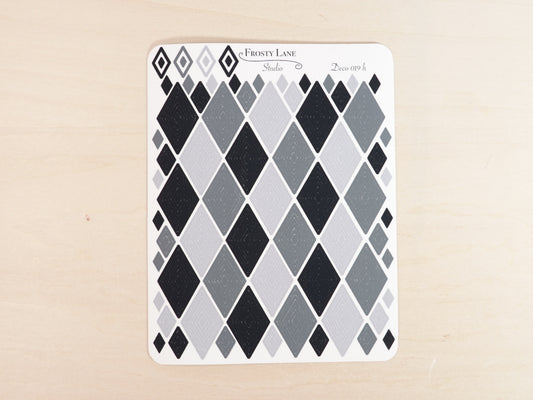 Deco019.h. Black Diamond Outline Sticker Sheet