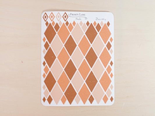 Deco019.g. Brown Diamond Outline Sticker Sheet