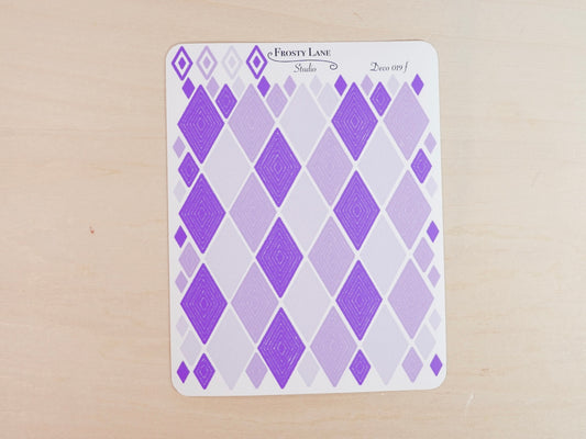 Deco019.f. Purple Diamond Outline Sticker Sheet