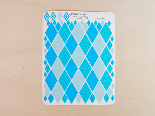 Deco019.e. Blue Diamond Outline Sticker Sheet