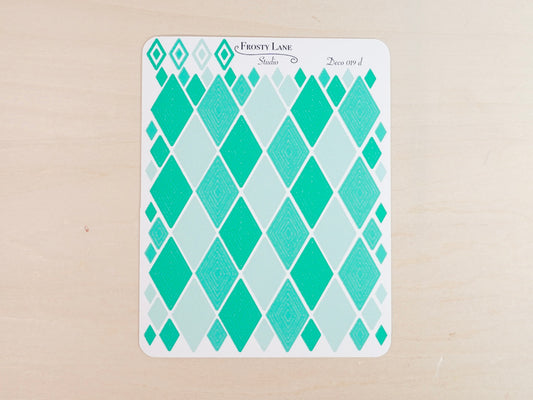 Deco019.d. Green Diamond Outline Sticker Sheet