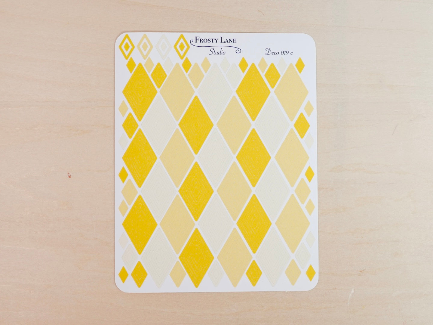 Deco019.c. Yellow Diamond Outline Sticker Sheet