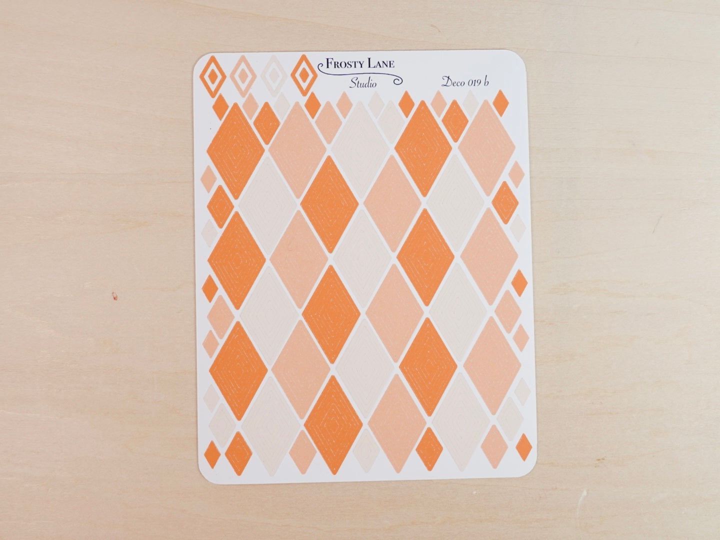 Deco019.b. Orange Diamond Outline Sticker Sheet