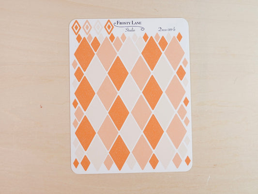 Deco019.b. Orange Diamond Outline Sticker Sheet