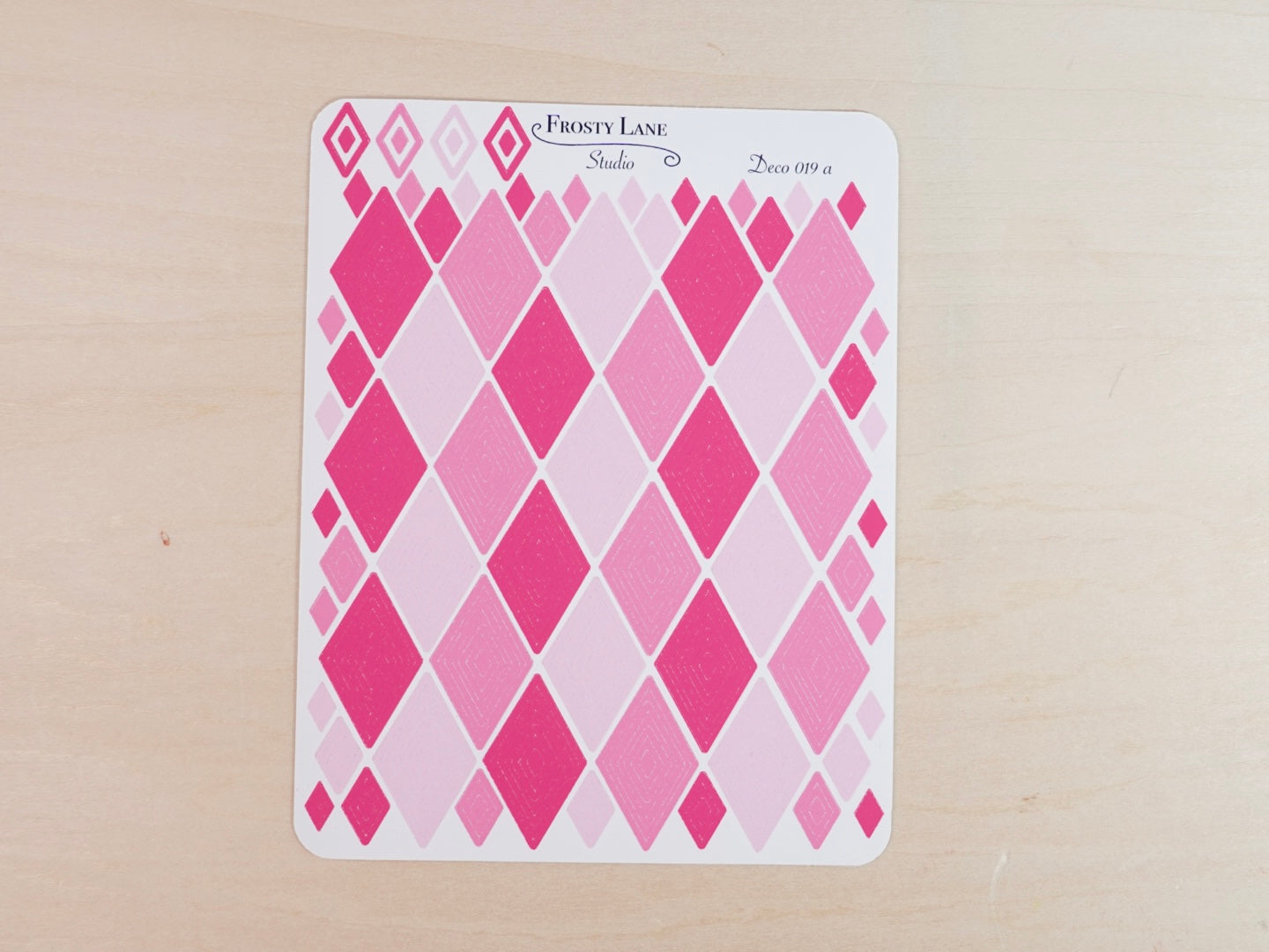 Deco019.a. Pink Diamond Outline Sticker Sheet